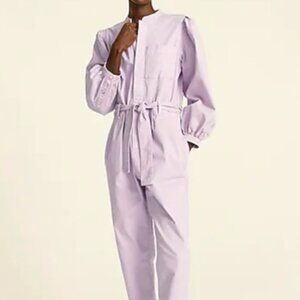 J. Crew Lilac Lavender Puff-Sleeve Belted Utility Jumpsuit - 12